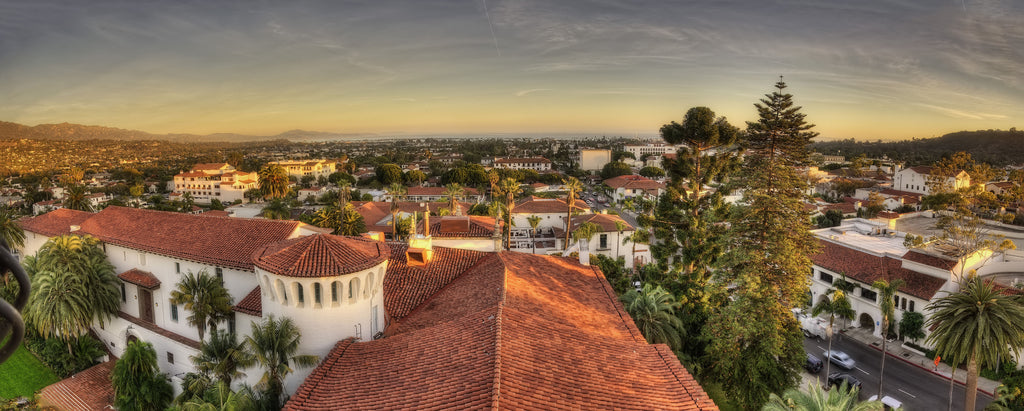 Skyline over Santa Barbara, California, also known as the American Riviera. Caribbean Coffee Company has served craft draft coffee to businesses and people in and around California since 1986. Fresh roasted coffee and tea available straight from CA.