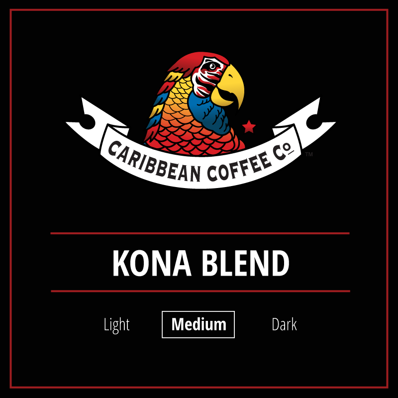 Kona coffee is a coffee that is grown and processed completely in the Kona Region of the Big Island of Hawaii. Our blend combines these flavors with Central American light/medium arabica beans.